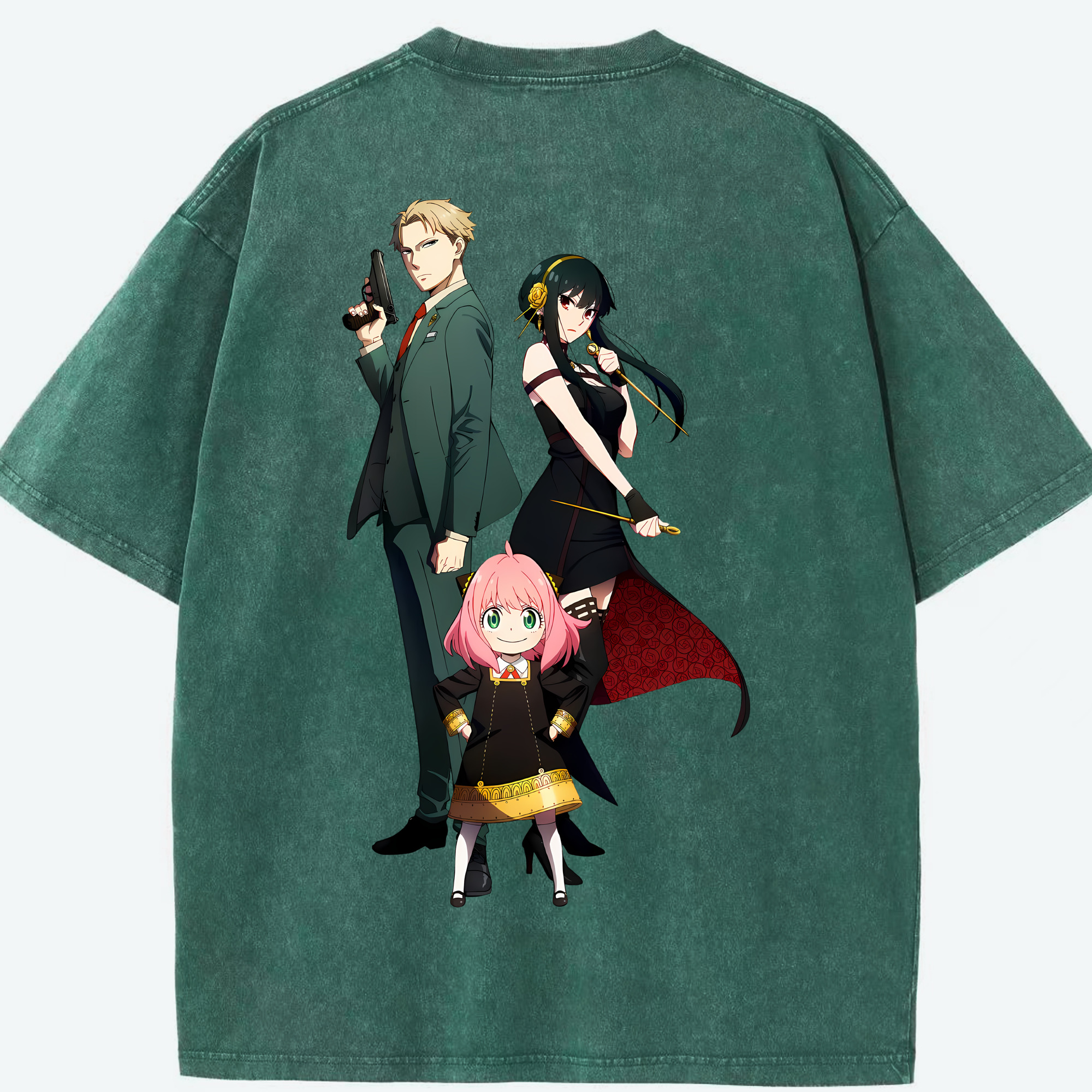 （画像用） SPY×FAMILY间谍家家酒 綿100% ヴィンテージ風 半袖Tシャツ（背面プリント）